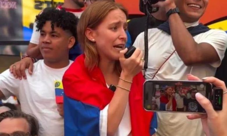 Hija de María Corina Machado pidió firmeza en la lucha por la libertad ante multitudinaria concentración en el Times Square (+VIDEO)